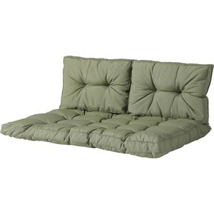 Madison - Loungekussen - Tuinkussen - Palletkussen - Rugkussen - 3-delig - 120 x 80cm - Florance Sage Groen