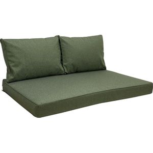 Madison - Loungekussen - Tuinkussen - Palletkussen - Rugkussen - Waterbestendig - 3-delig - 120 x 80cm - Manchester Groen