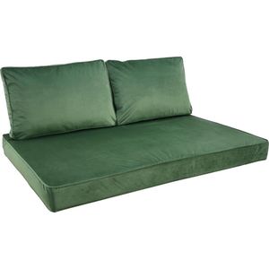 Madison - Loungekussen - Tuinkussen - Palletkussen - Rugkussen - 3-delig - 120 x 80cm - Velvet Groen