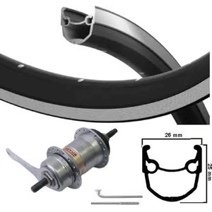 Kgs achterwiel 28 inch (622) ryde velg zwart/zilver nexus 3 remnaaf