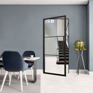 Stalen Binnendeur Helder Glas 3 Vlaks Incl. Kozijn - 231,5 x 93,0 - Linksdraaiend