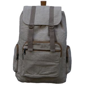 Schooltas rugzak rugtas uit Nepal, beige, uniek en handgemaakt van hennep, prachtige kwaliteit.