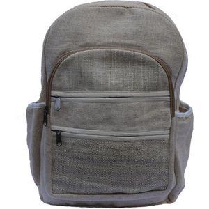 Schooltas rugzak rugtas uit Nepal, beige, uniek en handgemaakt van hennep, prachtige kwaliteit.