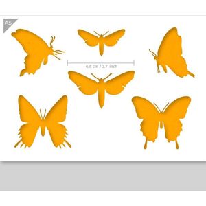 QBIX Vlinders Sjabloon A5 Formaat Kunststof - Middelste Vlinder Is 7cm Breed
