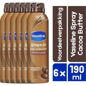 Vaseline Spray & Go Cacao - 6 x 190 ml - Bodylotion - voordeelverpakking