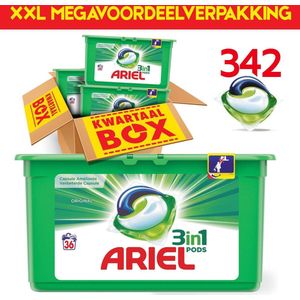 XXL 342 PODS Megavoordeelverpakking | Jaarpakket | Ariel Original Pods Capsules | 342 wasbeurten | Wasmiddel jaarpakket | Bekend van TV