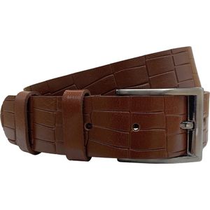 Arrigo - Riem - Lichtbruin Leer - 4 cm - Kroko Print - Totale Riem Lengte 115 cm (Taillemaat tot 95 cm)