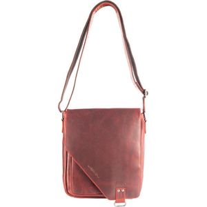 Rode Schoudertas Leer Met Een Overslag Klep En Twee Magneetsluitingen – Crossbody Bag Rood Leer