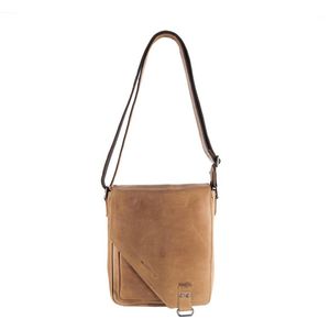 Arrigo Crossover Schoudertas, leer, schoudertas voor dames en heren, leren tas met klep, soepel rundleer, 27 x 24,5 x 7,5 cm, beige (taupe), 31x34x10 cm (B x H x T)