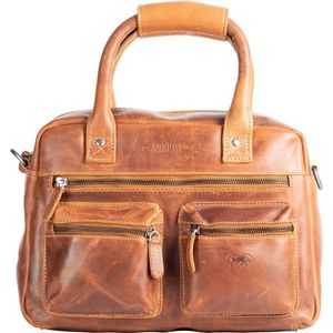 Tas Dames - Cognac - Echt Leer – Schoudertas – Handtas - Medium Formaat