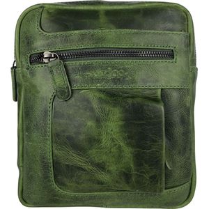 Unisex Schoudertas Crossbody Tas - Soepel Rundleer - Verstelbare Schouderriem - Groen