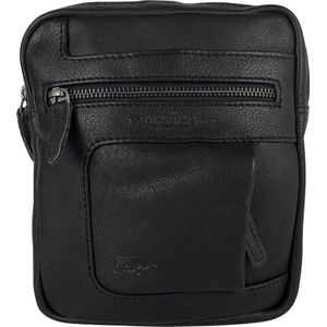 Unisex Schoudertas Crossbody Tas - Soepel Rundleer - Verstelbare Schouderriem - Zwart