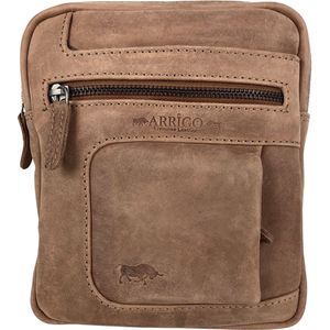 Unisex Schoudertas Crossbody Tas - Soepel Rundleer - Verstelbare Schouderriem - Taupe