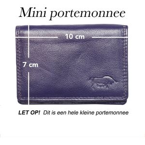 Dames Portemonnee Mini Donkerpaars Leer - Dames Portemonnee Donkerpaars Extra Klein