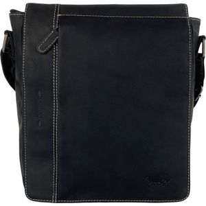 Arrigo Schoudertas Heren • Crossbody Tas Dames • Leer • Buffelleer • Zwart