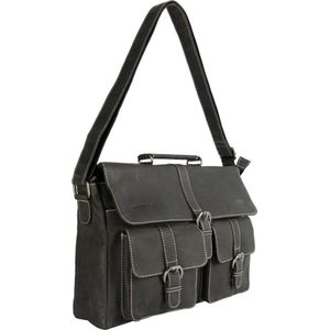 Messenger Bag - Werktas - Schooltas - Buffelleer Zwart - Arrigo