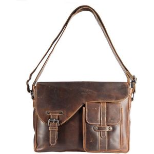 Lichtbruine Schoudertas Dames  – Lichtbruine Schoudertas Heren - Messenger Bag Leer – Postman Bag Leer