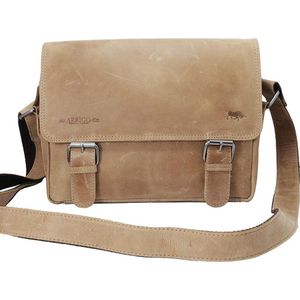 Schoudertassen Vrouw Messenger Bag Schoudertas Dames - Leer - Crossbody - Taupe