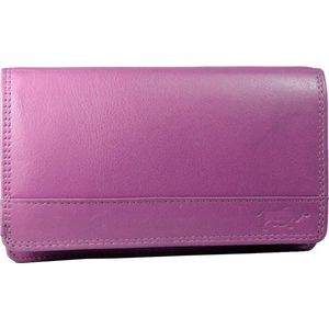 Portemonnee dames leer grote RFID - lederen portemonnee en anti-kim-bescherming - portemonnee - portemonnee - 16 x 9 x 3,5 cm, roze, Large