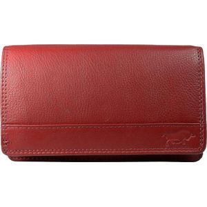 Leren Damesportemonnee Rood RFID - Lederen Dames Portemonnee - Harmonica Model