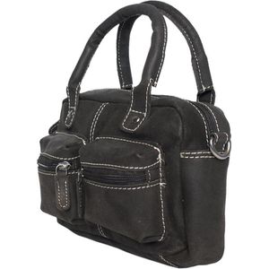 Arrigo Klein Tasje Dames • Schoudertasje • Mini Westernbag • Split leer • Zwart