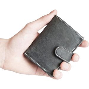 Pasjeshouder Uitschuifbaar – Zwart - Buffelleer - Creditcard Houder - RFID – Anti Skim - Muntgeld Ritsvak - Pasjeshouder