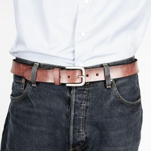 Leren Riem Roodbruin Van 3,5 cm Breed - Dames Riem Of Heren Riem - Maat 135 cm (Taillemaat tot 120 cm)