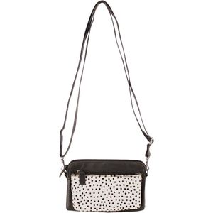 Telefoontasje Zwart Leer Met Dierenprint – Zwarte Dames Tas Klein -  Crossbody Bag Klein