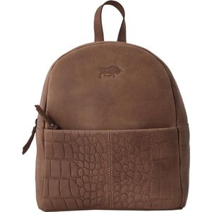 Rugzak Dames Met Kroko Print Lichtbruin Leer – Backpack Dames – Leren Rugtas Dames Cognac