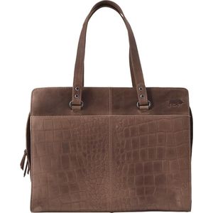 Croco Workbag Cody 15,6 Laptop – Handtas Lichtbruin Kroko Print Leer – Laptoptas Cognac - 15,6 Laptoptas