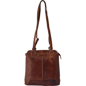 Rugtas Dames Cognac - Schoudertas Dames - Echt Leer - Cognac - Verstelbare riem - Crossbody Dames