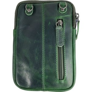 Telefoontasje - Groen - Leer - Smartphone - Geld - Crossbody Tas Dames - Verstelbare Schouderband - Bag Strap