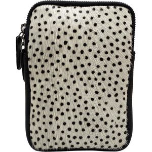 Crossbody Dames Tas - Telefoontasje - Cheetah print - Zwart - Leer - Verstelbare schouderband - Smartphone - Tas