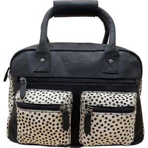 Handtas – Cheetah - Zwart - Crossbody Dames Tas – Cowboybag - Schoudertas Leer - Westernbag