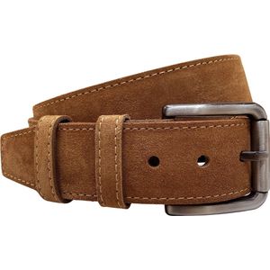 Riem Heren - Cognac -Riem Dames - Lichtbruin - Suede Leer - 4.5 cm breed - Totale lengte Riem 135 cm - Taille tot 115 cm