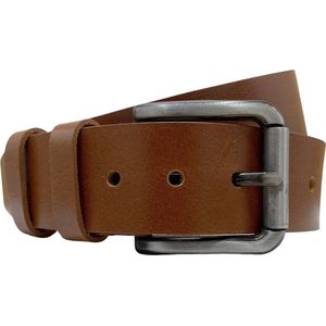 Leren Riem Cognac Kleurig Leer - 4,5 cm Breed - Casual Riem - Leren Broeksriem – Leren Ceintuur Cognac - Totale Riem Lengte 135 cm (Taillemaat tot 115 cm)