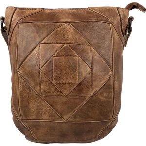 Schoudertas Dames - Crossbody Tas Dames - Cognac - Bruin - Tassen Dames - Schoudertas - Soepel Leer