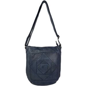 Tassen Dames - Schoudertas Dames - Crossbody Tas Dames - Donkerblauw - Schoudertas - Soepel Leer