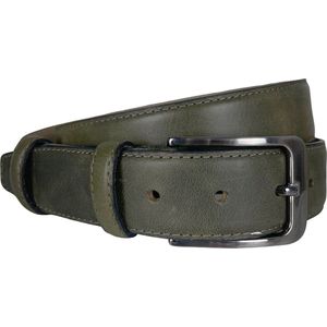 Dames Riem - Mosgroen - Heren Riem - Leren Riem Groen - 3.5 cm Breed - 110 cm (Taille maat tot 90 cm) - Arrigo