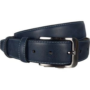 Leren Riem - Donkerblauw - Heren Riem - Dames Riem - Echt leer  3.5 cm Breed - 135 cm (Taille maat tot 115 cm) - Arrigo