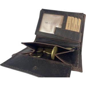 Portemonnee Heren - Donkerbruin - Leer - RFID - Anti Skim - Portefeuille Heren Autopapieren - Pasjes - Portemonee