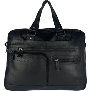 Laptoptas - Handtassen - Zwart Leer - Werktas - Crossbody Tas - Schooltas Jongen - Schooltas Meisjes - Laptop tot 15.6 - Arrigo