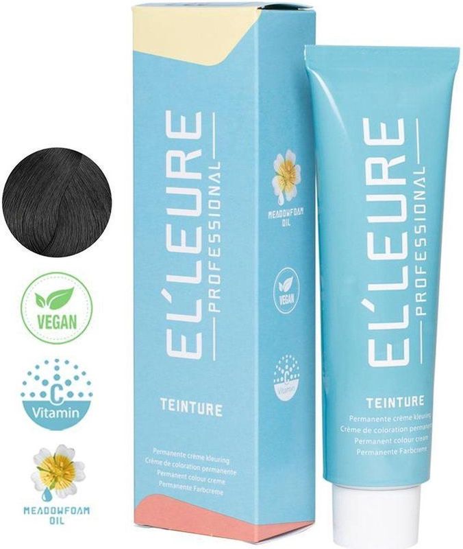 Elleure Haarverf - Teinture 1.0 intens zwart - 100 ml