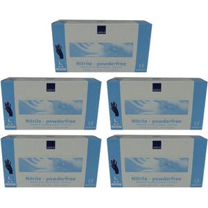 5x Abena - Nitril- Handschoenen Poedervrij- Maat M- Blauw 100 stuks