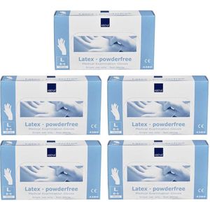 5x Abena Latex-handschoenen poedervrij Maat L wit 100st