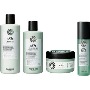 Maria Nila - Stop Droog Haar Set (True Soft Set met Shampoo + Conditioner + Masque + Argan Oil)