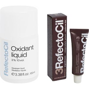 Refectocil Wenkbrauwverf 3 natuurbruin 15ml + Refectocil Liquid ontwikkelaar 3% 100ml