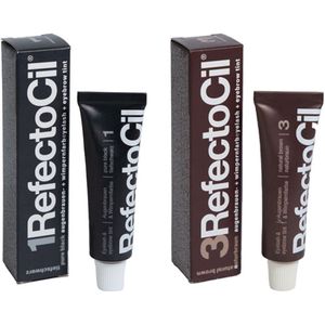 Refectocil Wenkbrauwverf 1 diep zwart 15ml + Refectocil Wenkbrauwverf 3 natuurbruin 15ml
