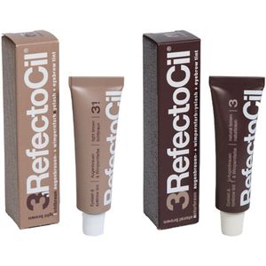 Refectocil Wenkbrauwverf 3.1 lichtbruin 15ml + Refectocil Wenkbrauwverf 3 natuurbruin 15ml
