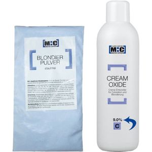 M:C Blondeerpoeder in zak blauw 500gr + Ontwikkelaar 9.0% 1000ml
